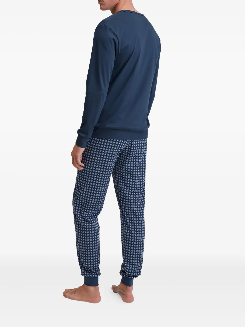 Calida V-neck Chest-pocket Pyjama In Blue