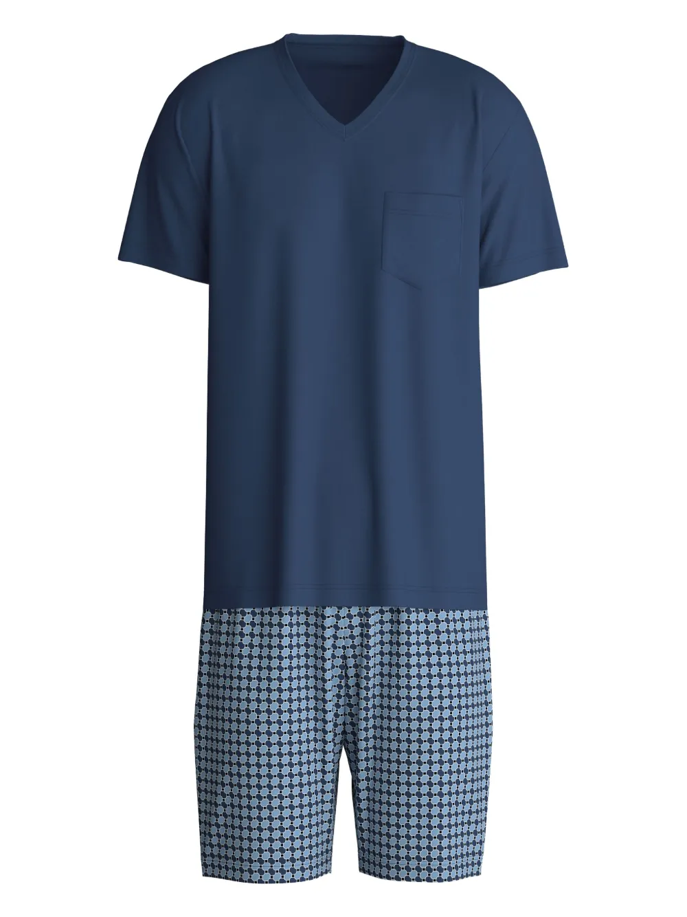 Calida V-neck Geometric-print Pyjama In Blue