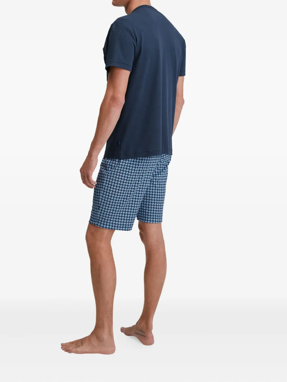 Calida V-neck Geometric-print Pyjama In Blue