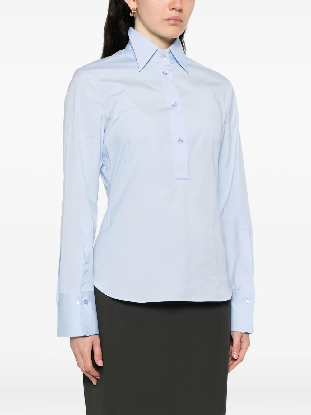 Semicouture Fitted Light Blue Shirt With Classic Collar In Blue