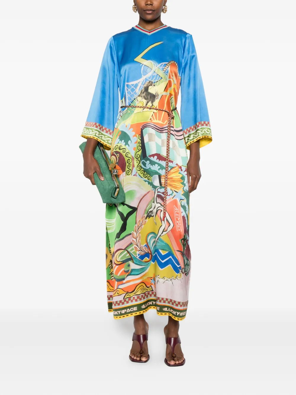 ALEMAIS v-neck printed maxi dress - Blauw