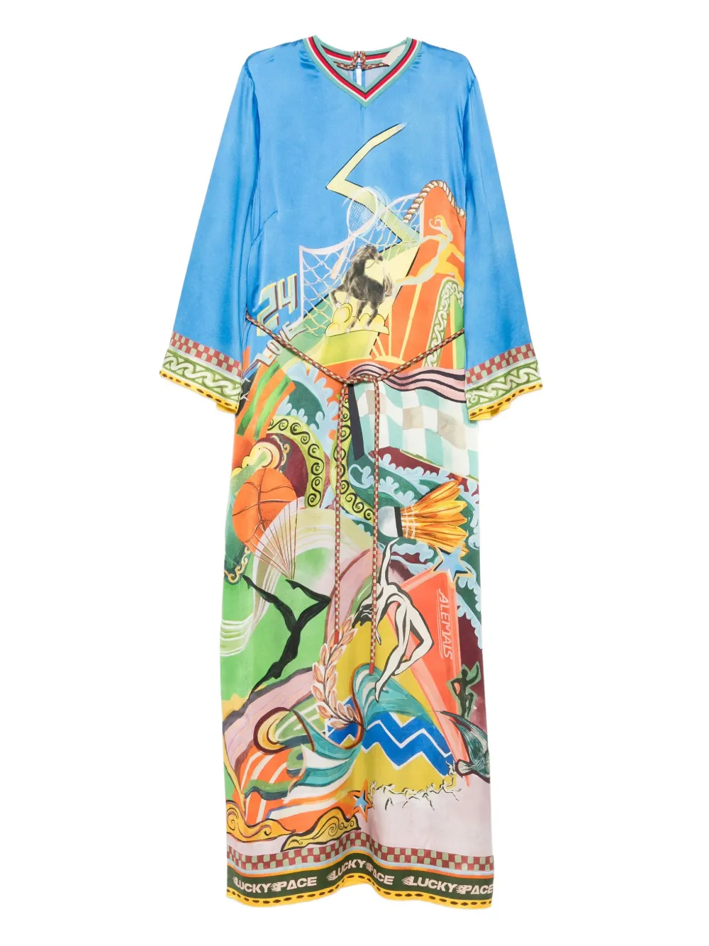 ALEMAIS v-neck printed maxi dress | Blue | Image 1