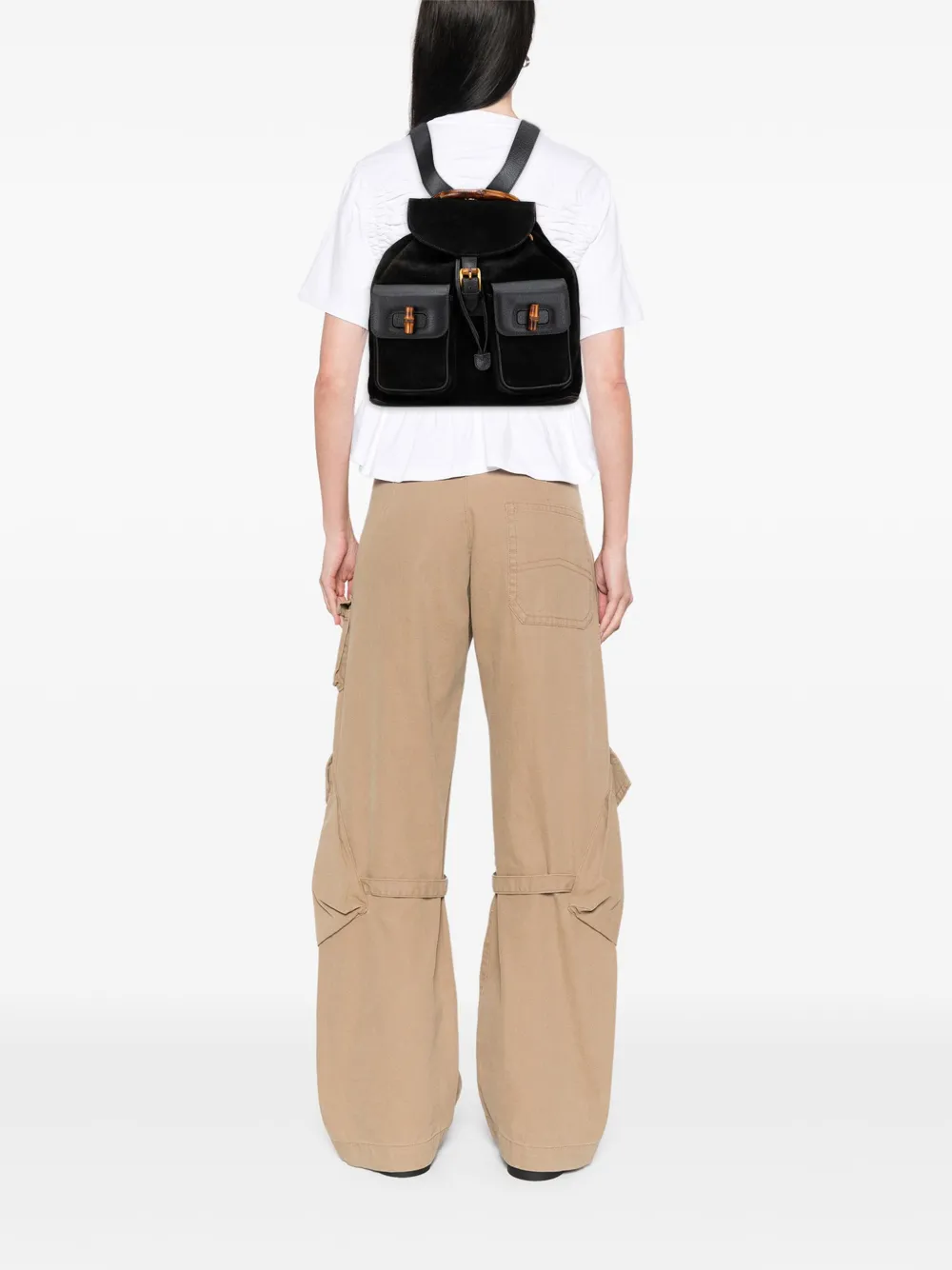Gucci Pre-Owned 20th Century Suede Bamboo backpack | Pre-Owned | Image 2