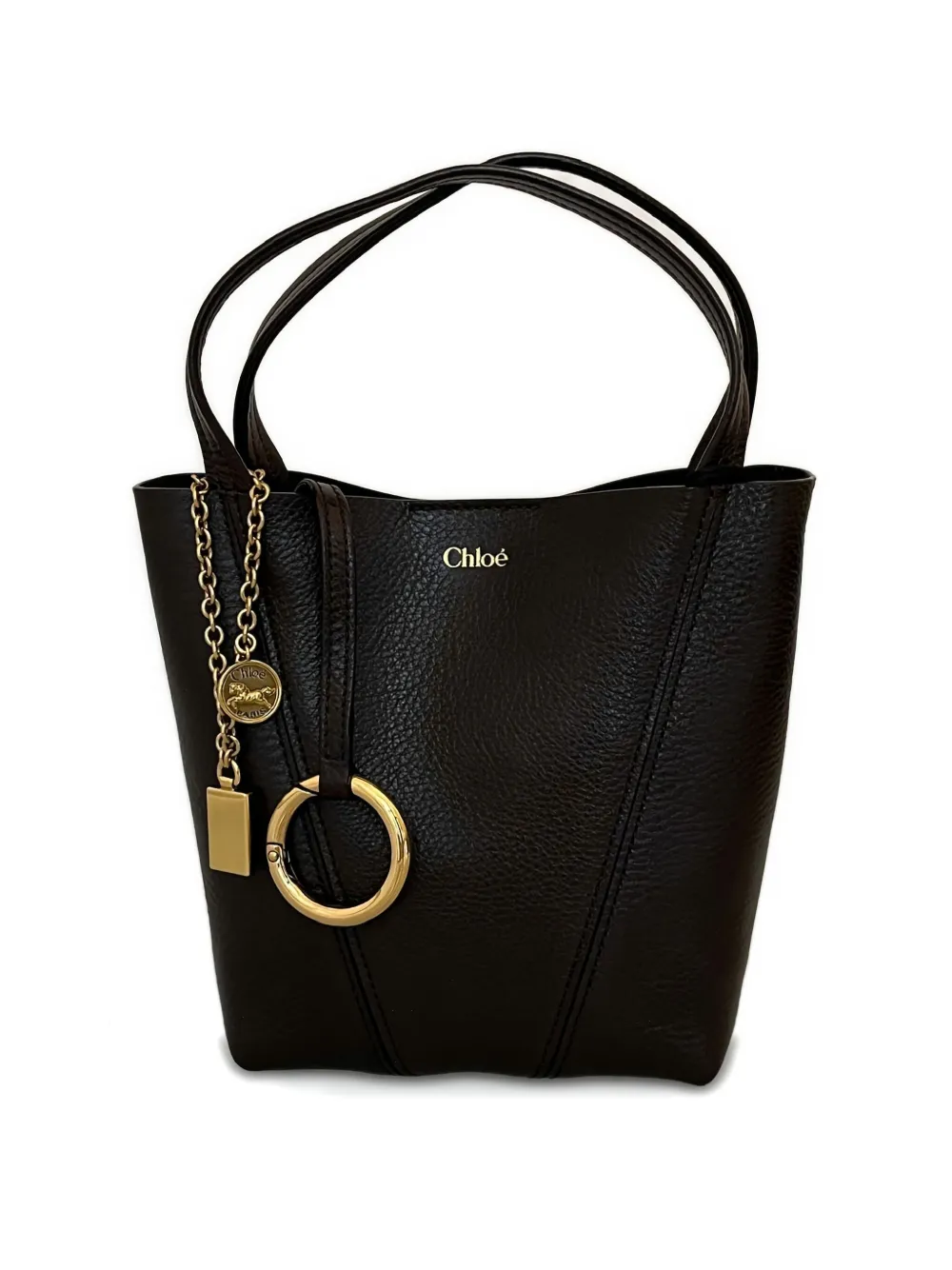 Chloé Leather-trimmed Chain-detail Shoulder Bag In Black