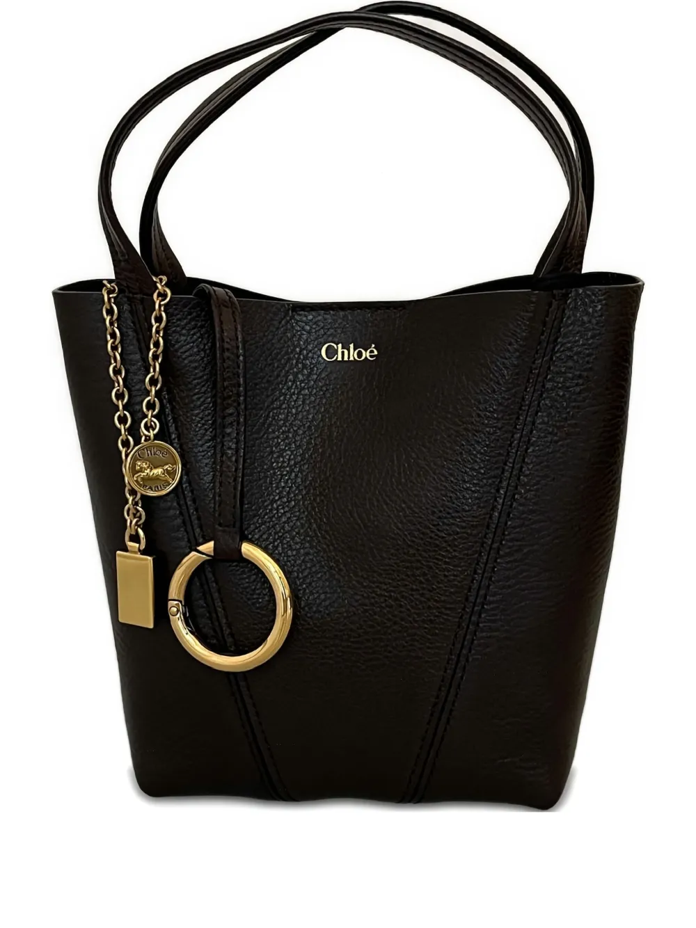 Chloé Leather-trimmed Chain-detail Shoulder Bag In Black