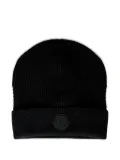 Moncler ribbed logo beanie hat - Black