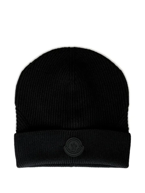 Moncler gorro tejido de canalé con logo