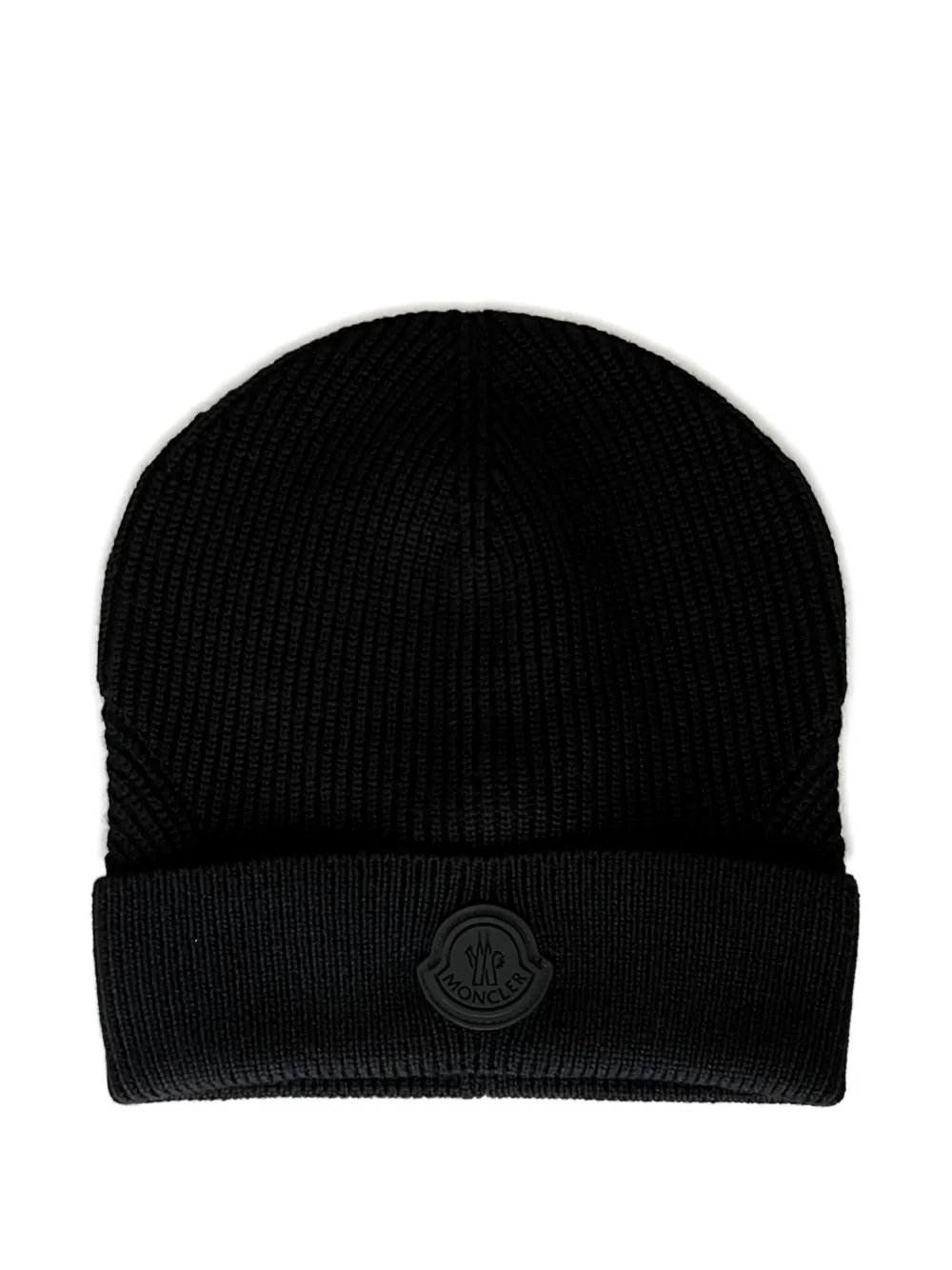 Moncler Geribbelde muts met logo - Zwart