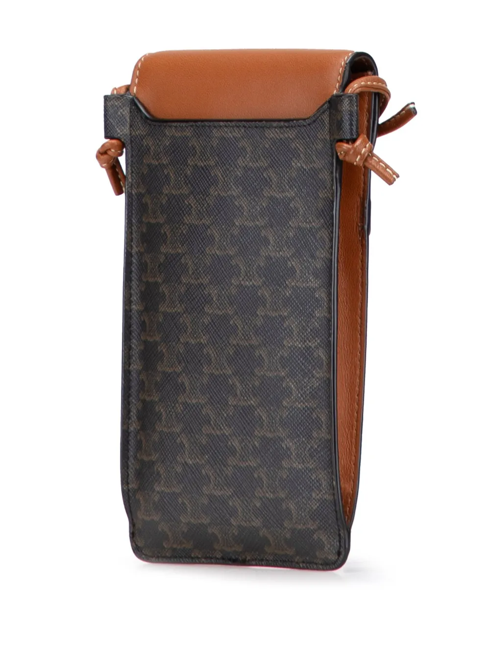 Pre-owned Celine 2022 Triomphe Coated Canvas Phone Pouch Flap Crossbody Bag In Brown