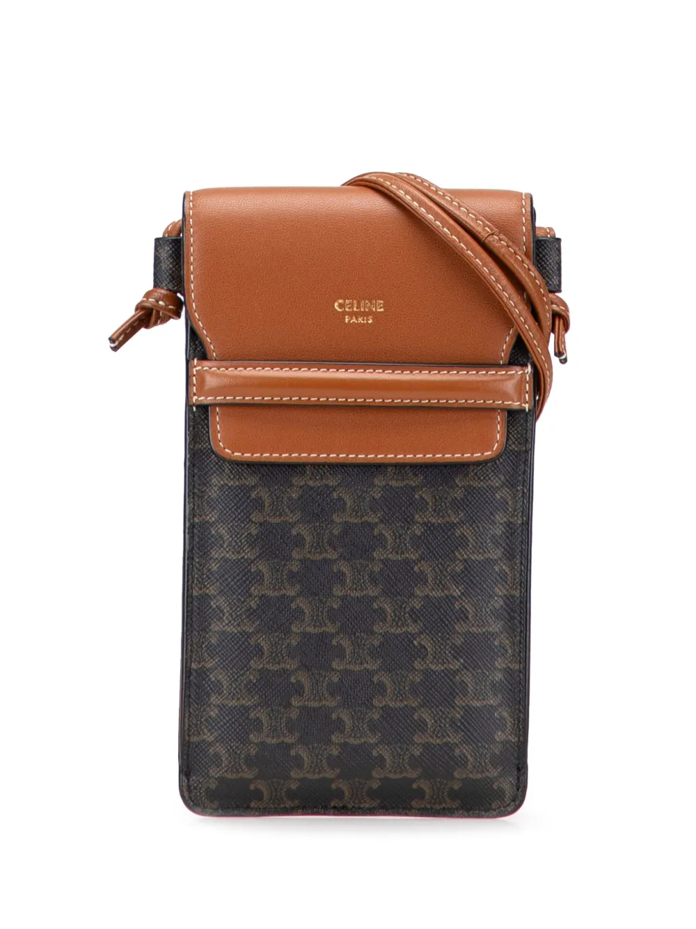 Celine Pre-Owned 2022トリオンフ コーテッドキャンバス フォンポーチ フラップ ショルダーバッグ - ブラウン Celine Pre-Owned 2022トリオンフ コーテッドキャンバス フォンポーチ フラップ ショルダーバッグ - ブラウン