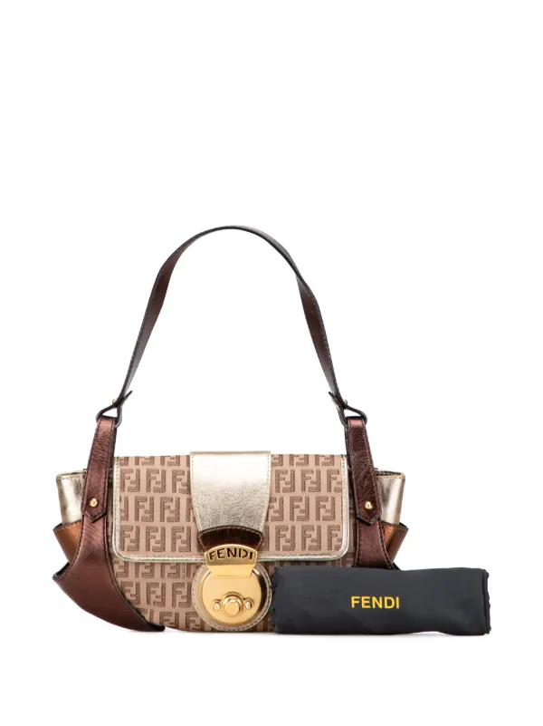 Fendi Pre-Owned 2000-2010 Zucchino Canvas And Metallic Leather