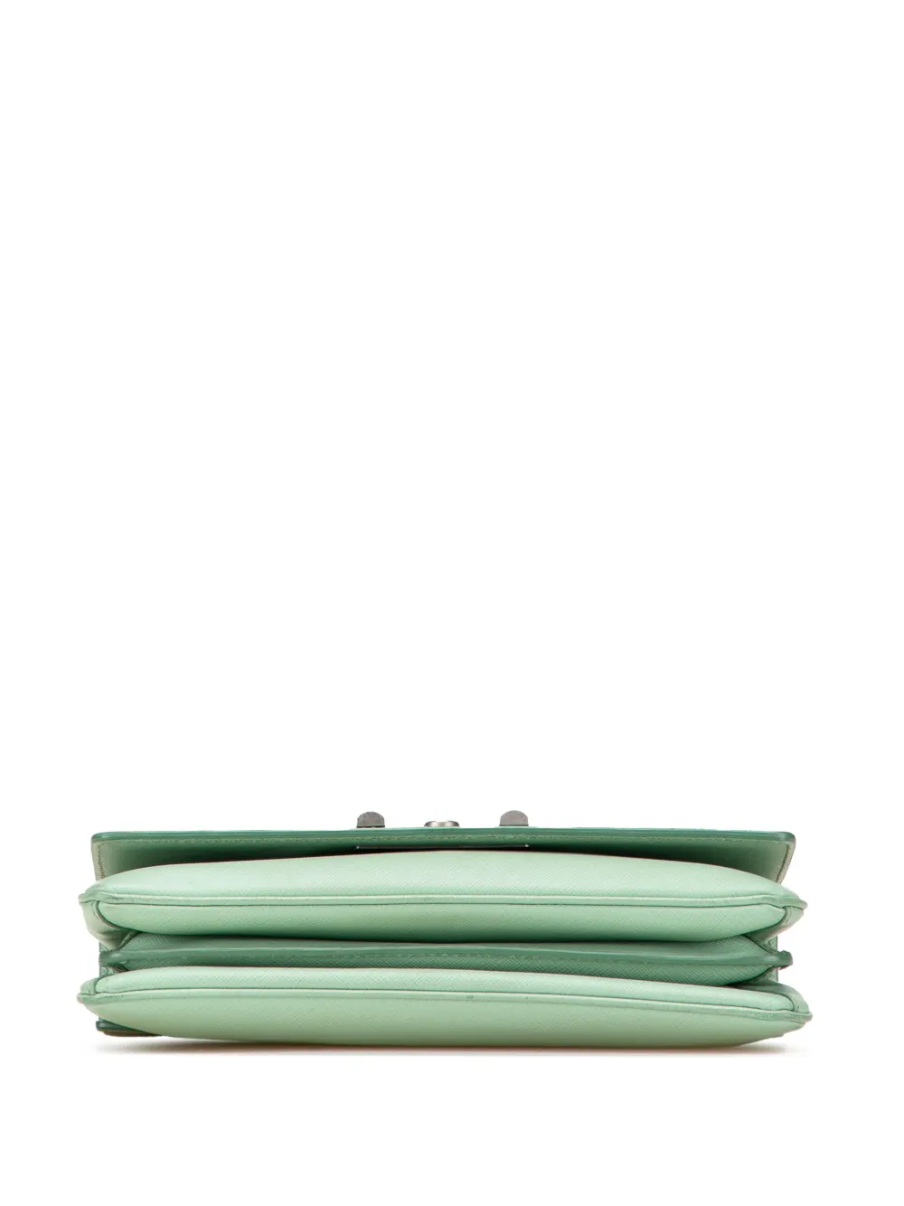 Pre-owned Prada 2013-2022 Saffiano Lux Chain Lock Flap Crossbody Bag In Green