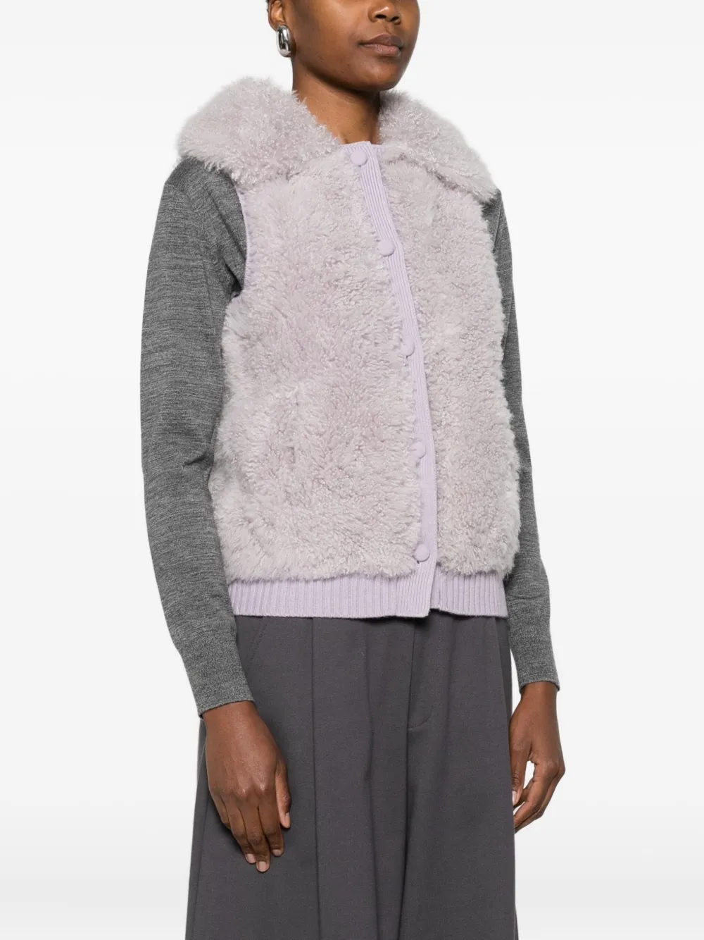 Yves Salomon Textured Gilet In Purple