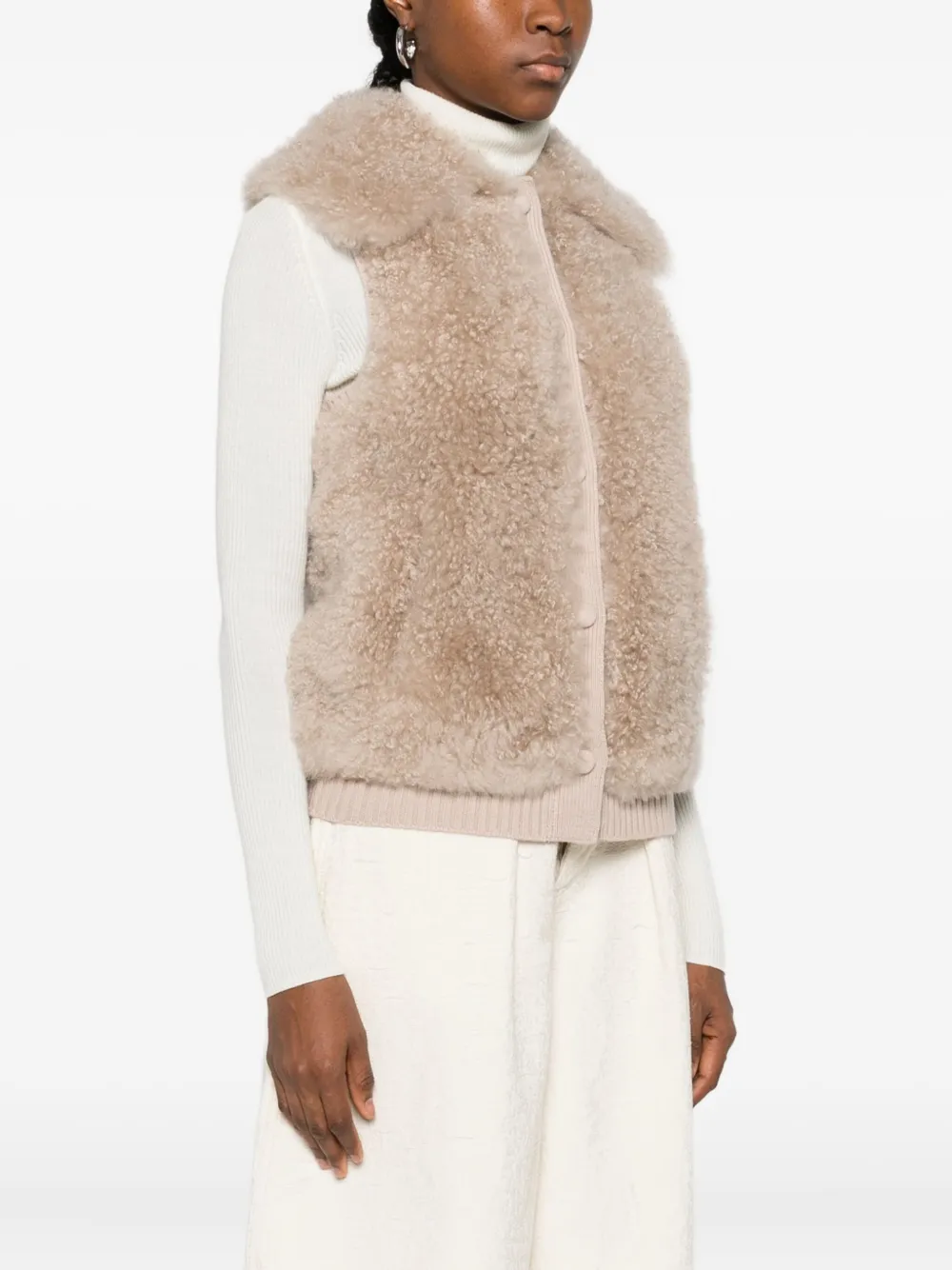 Yves Salomon Textured Gilet In Neutral