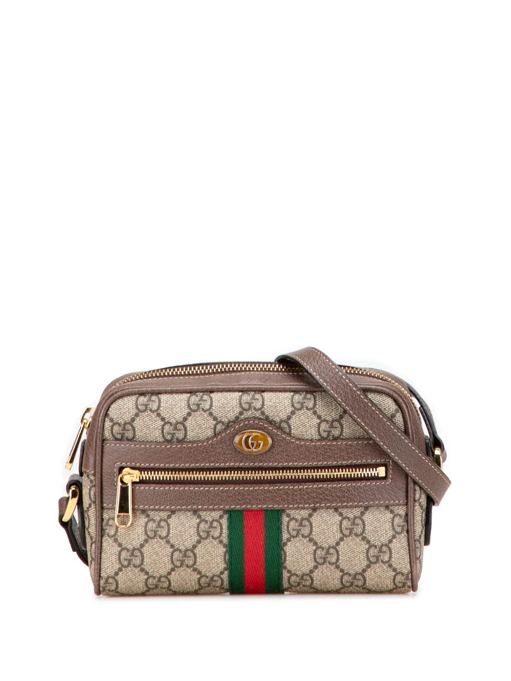 Pre-owned Gucci 2000-2015 Mini Gg Supreme Ophidia Crossbody Bag In Brown