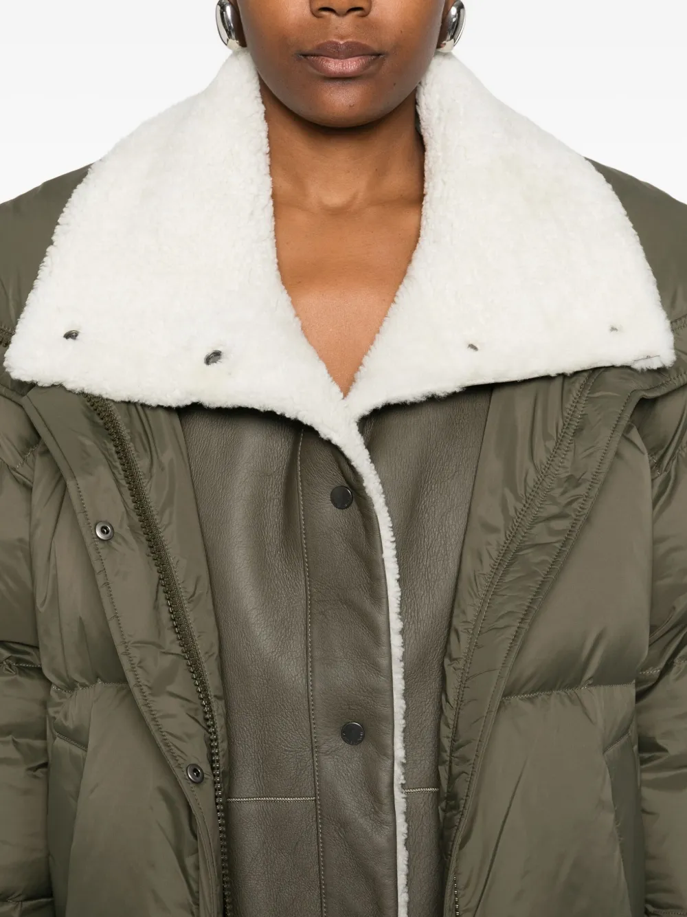 Yves Salomon Fleece-collar Jacket In Green