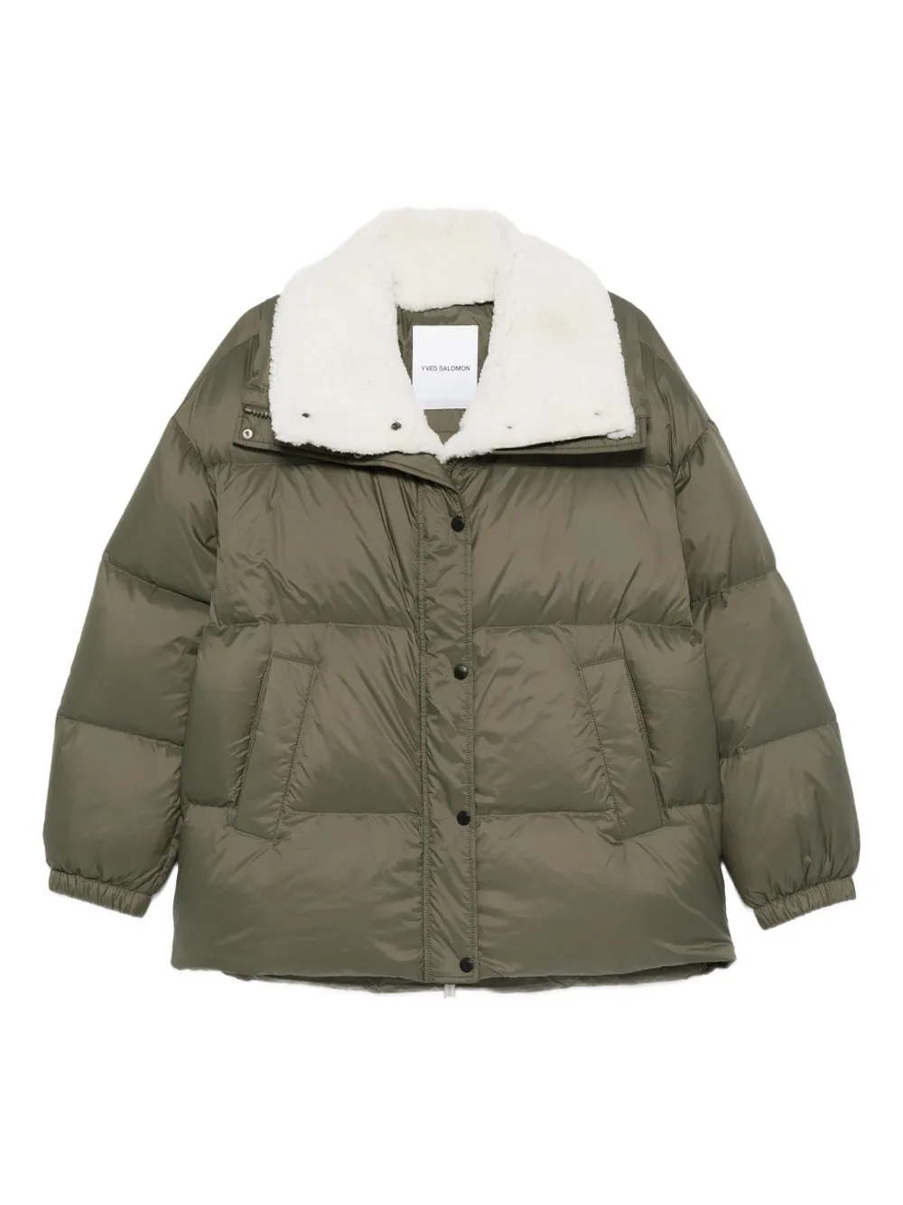 Yves Salomon fleece-collar jacket | Green | Image 1