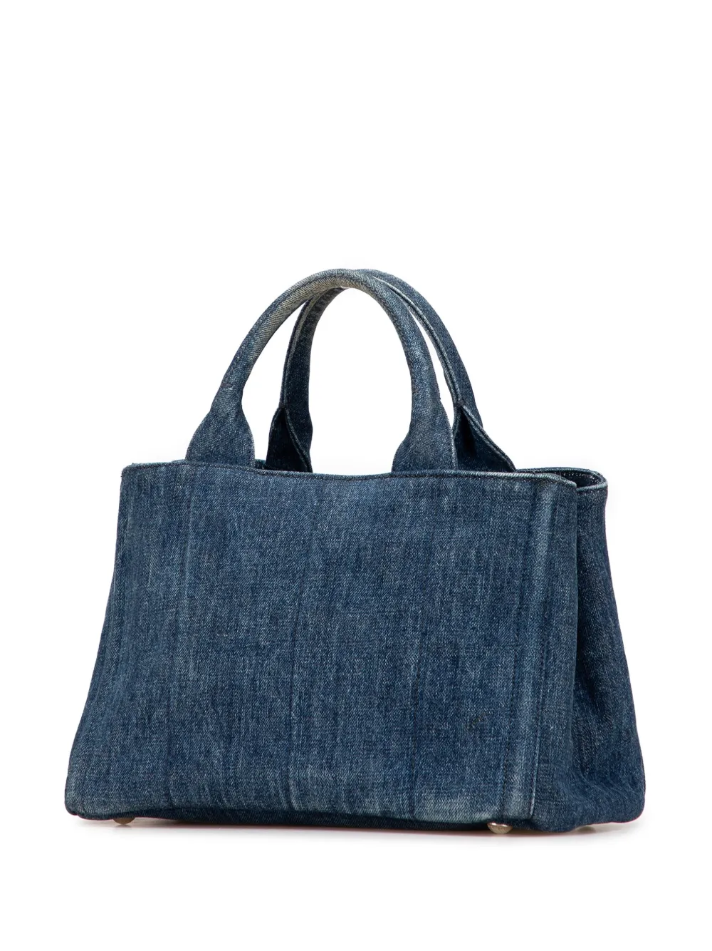 Pre-owned Prada 2013-2025 Small Denim Canapa Bijoux Satchel In Blue