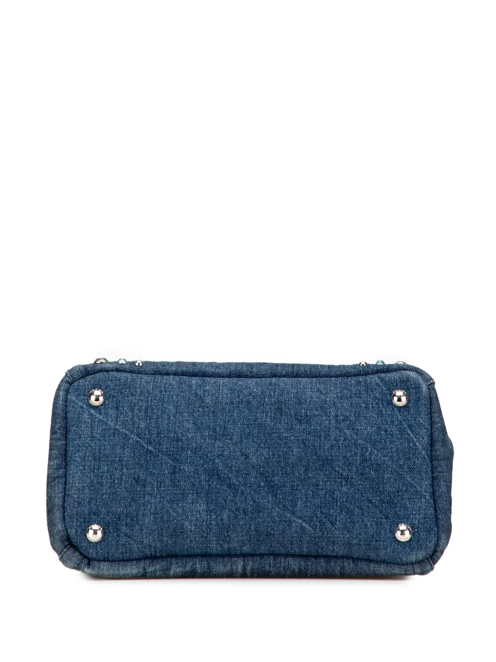 Pre-owned Prada 2013-2025 Small Denim Canapa Bijoux Satchel In Blue