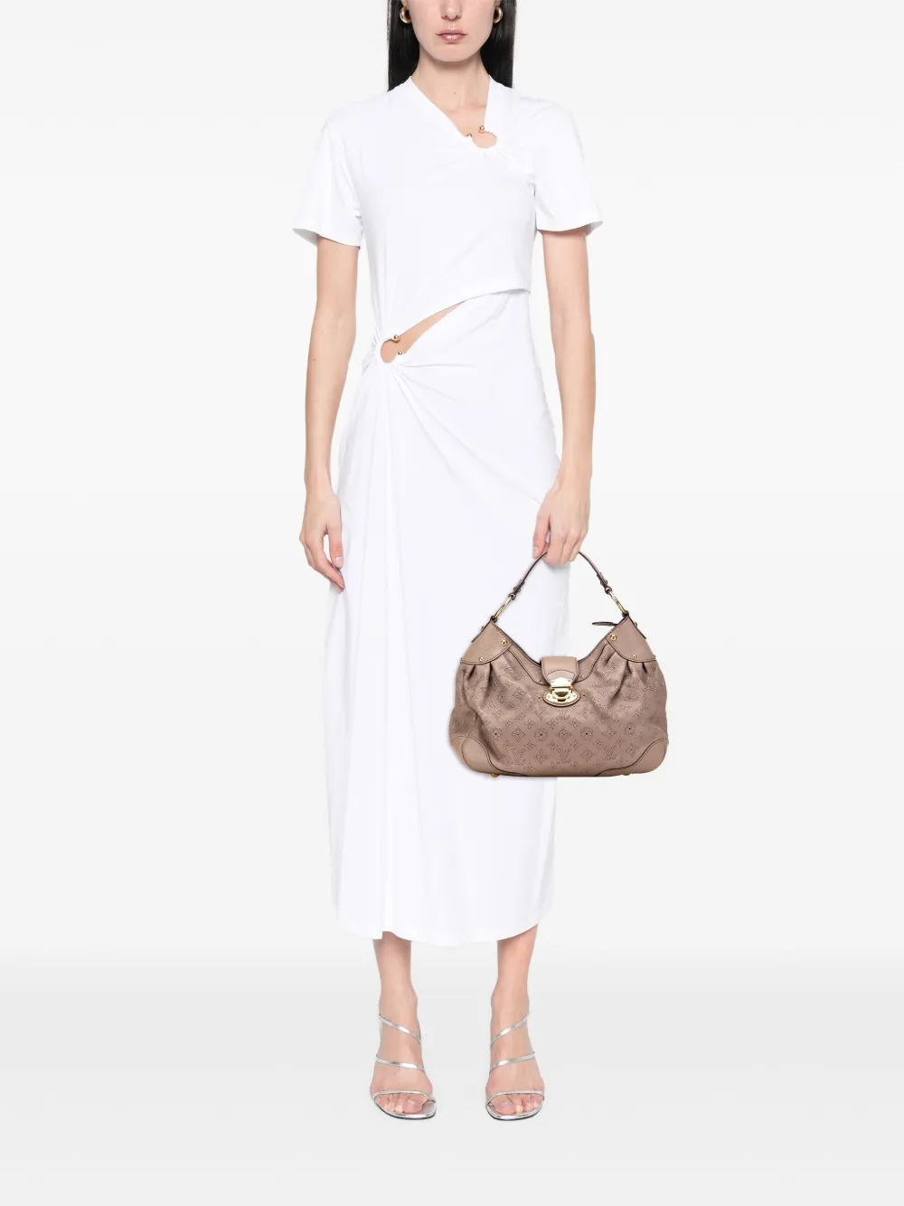 Pre-owned Louis Vuitton 1990-2025 Monogram Mahina Solar Pm Shoulder Bag In Brown