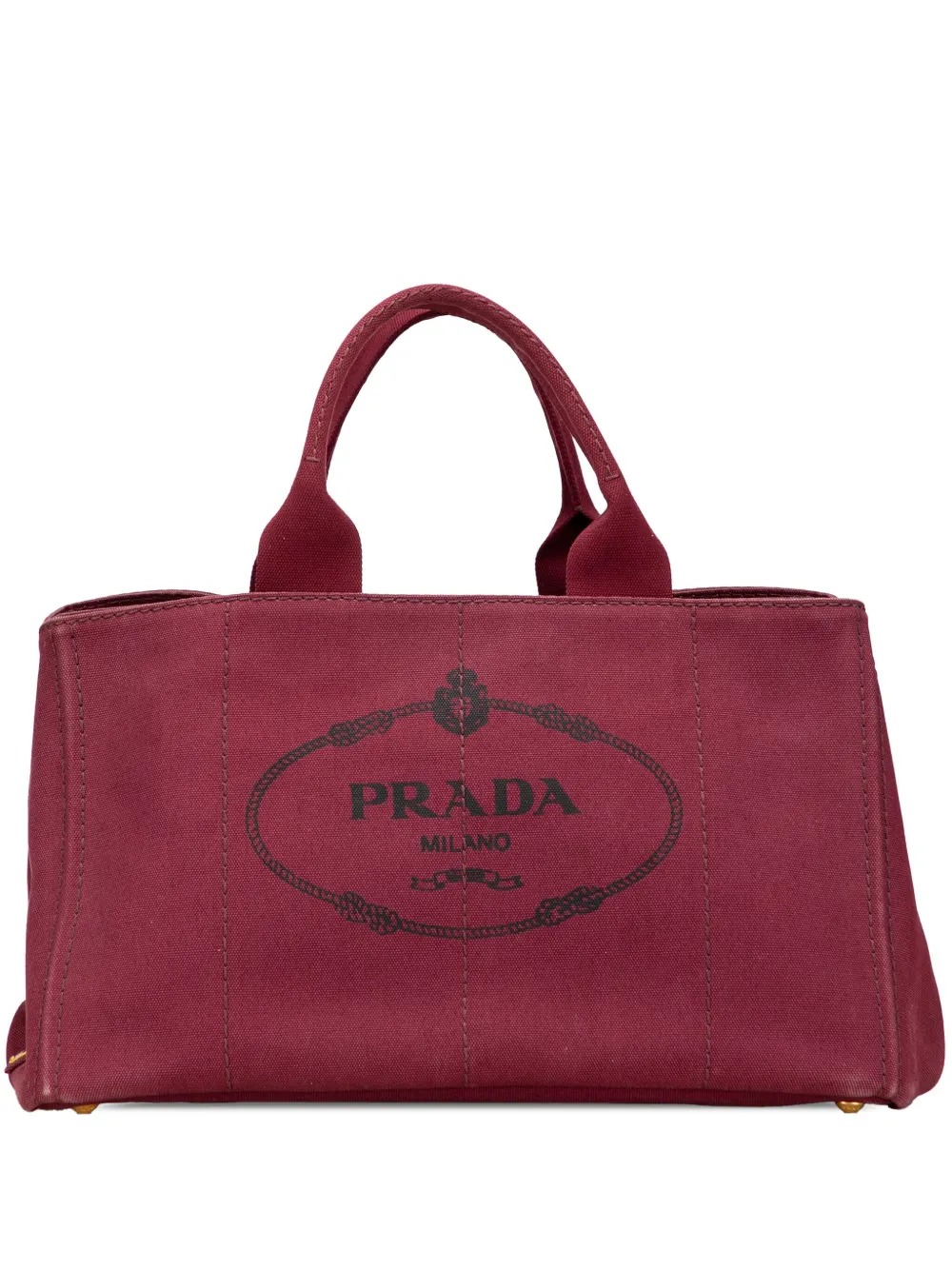 Prada Pre-Owned شنطة 'كانابا' كانفا كبيرة بشعار الماركة وحمالة كتف 2013-2025 | أحمر | Image 1