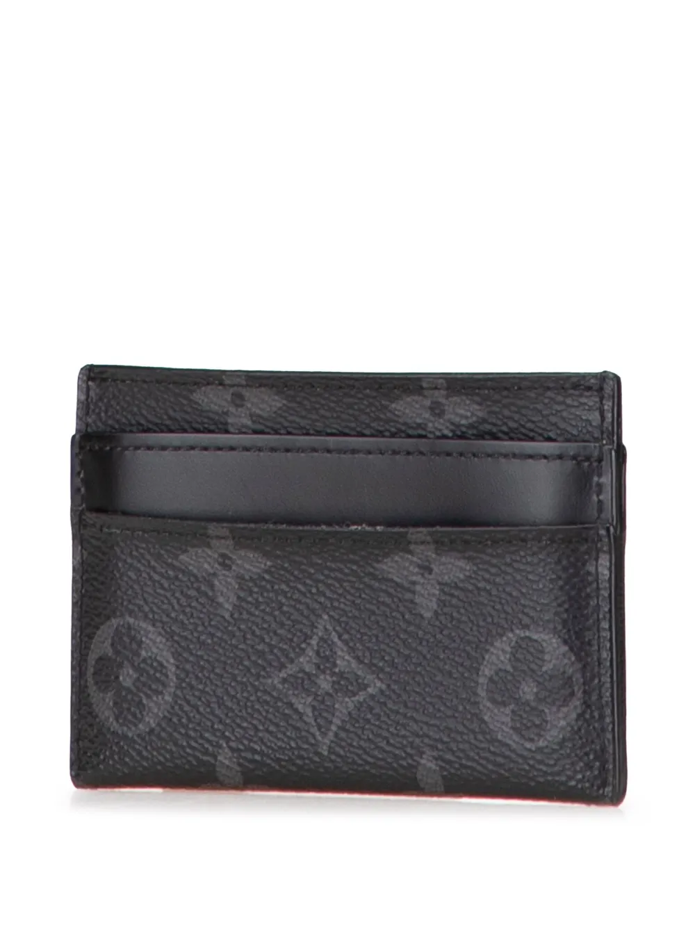 Pre-owned Louis Vuitton 2017 Monogram Eclipse Double Card Holder In Black