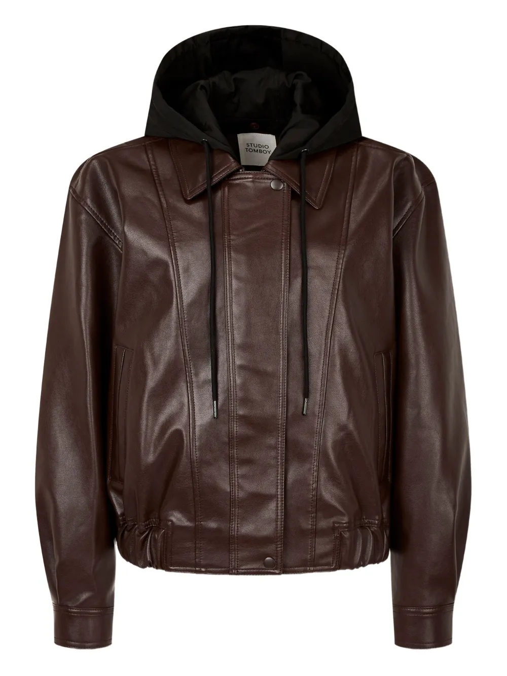 STUDIO TOMBOY Kapuzenjacke aus Faux-Leder | Braun | Image 1