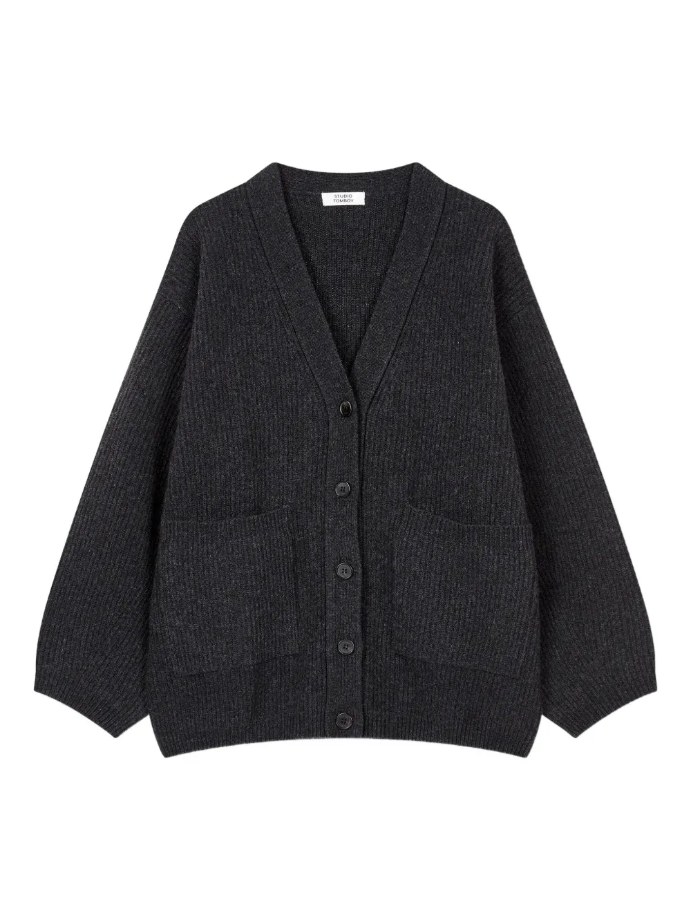 Studio Tomboy Ribbed-knit Cardigan In Gray