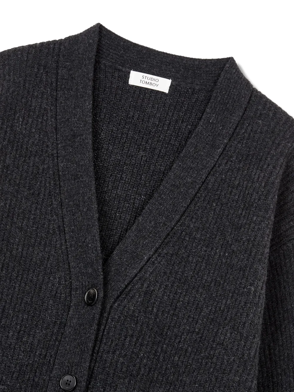 Studio Tomboy Ribbed-knit Cardigan In Gray