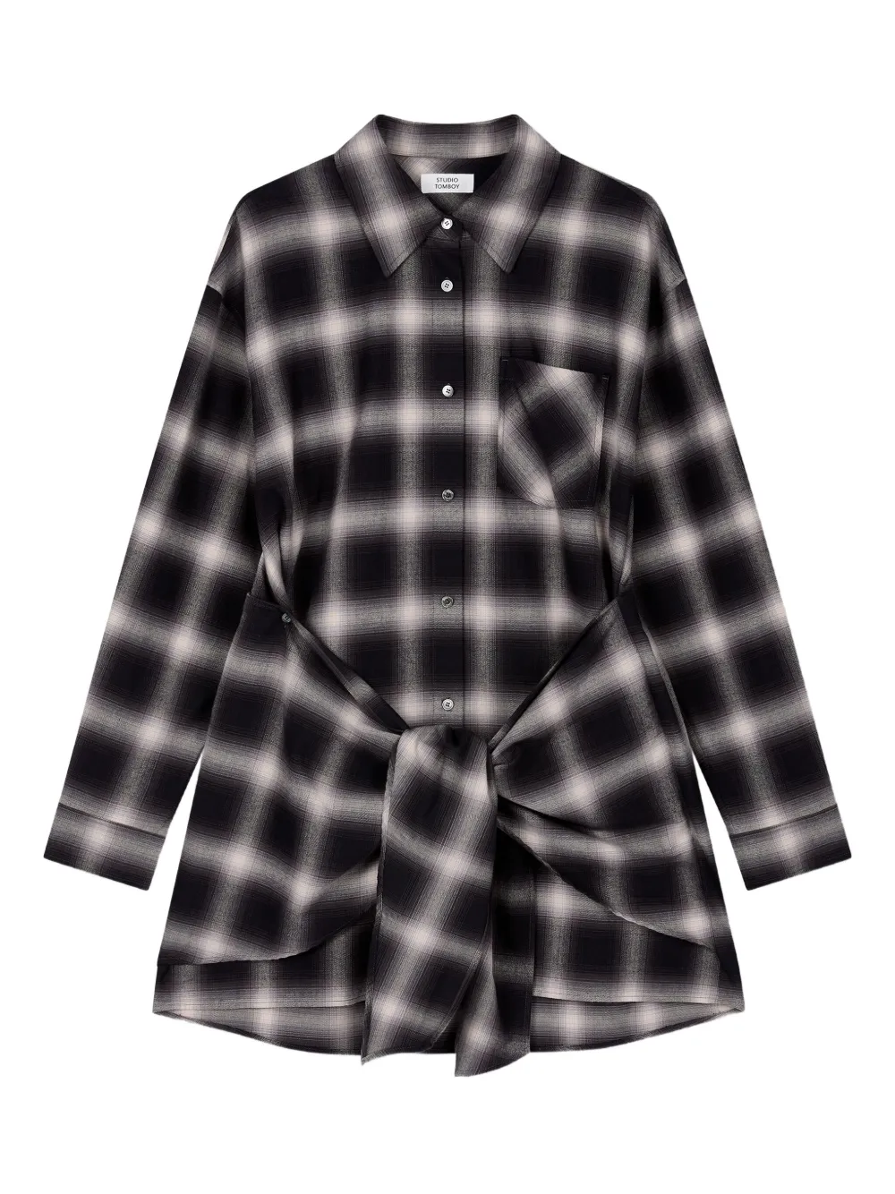 Studio Tomboy Checked Shirt In Black