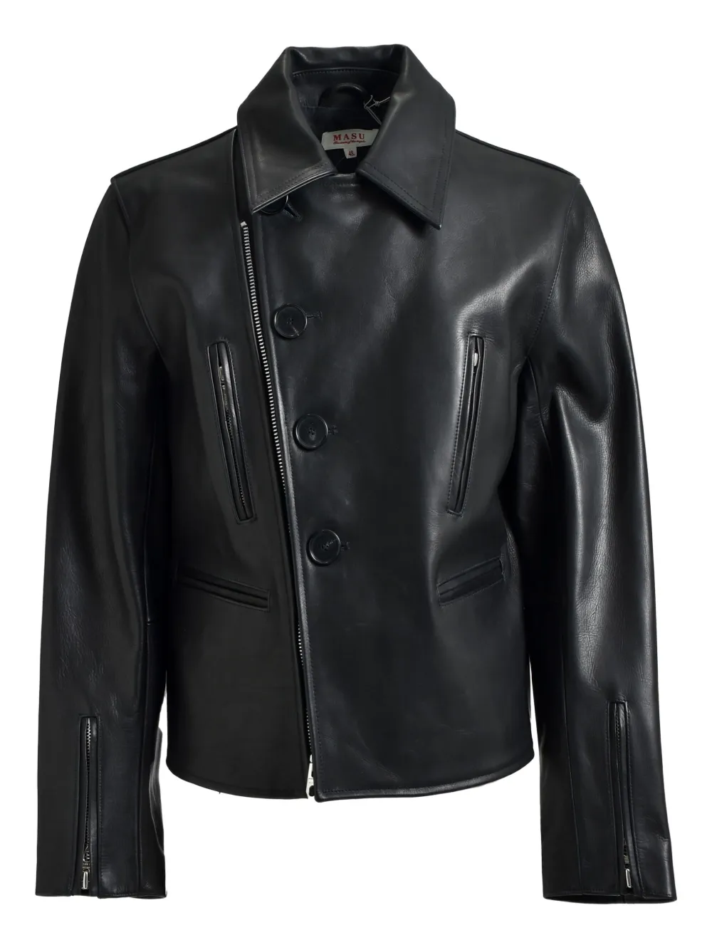 MASU Giacca Classic Motoycle in pelle - Nero