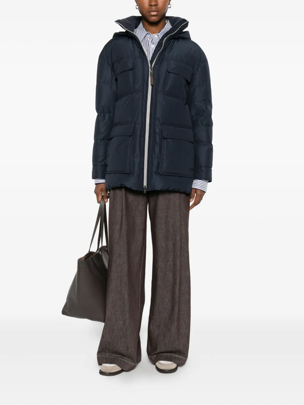 Brunello Cucinelli hooded flap-pocket jacket | Down Jackets | Image 2