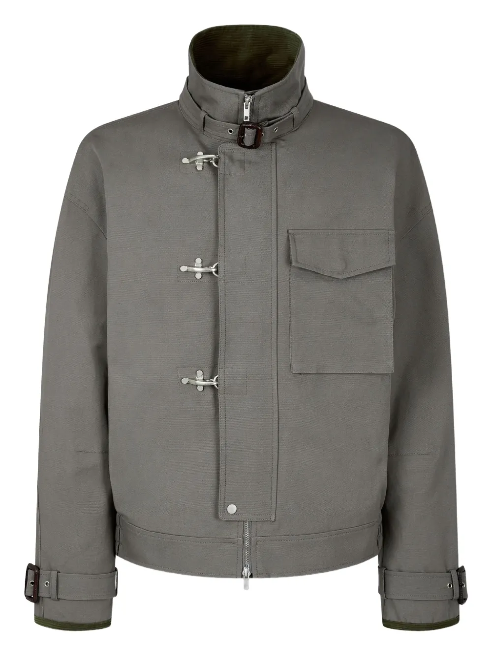Studio Tomboy Fireman-clasp Cotton Jacket In Gray