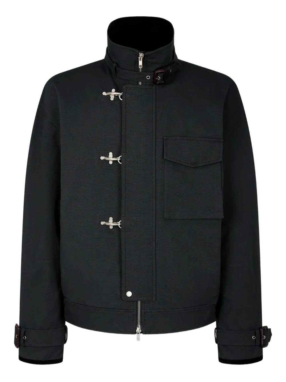 Studio Tomboy Fireman-clasp Cotton Jacket In Black
