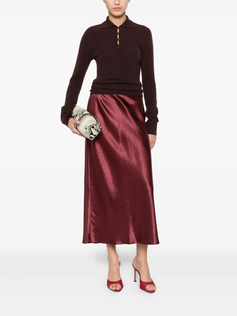 Vince High-waisted Midi Skirt In Multi
