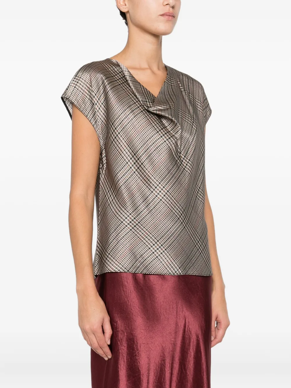 Vince Geruite blouse met col Beige