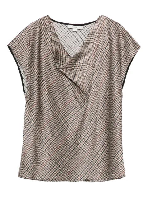 Vince plaid-pattern cowl-neck blouse 