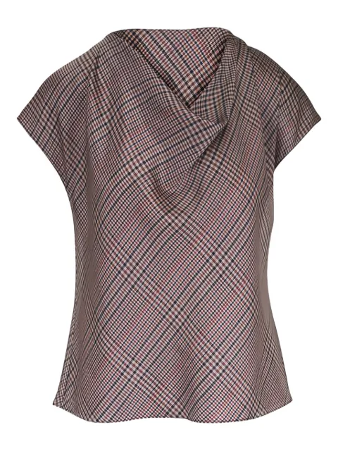 Vince plaid-pattern cowl-neck blouse 