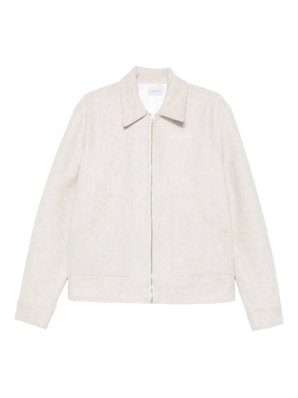 Family First point-collar shirt jacket - Toni neutri