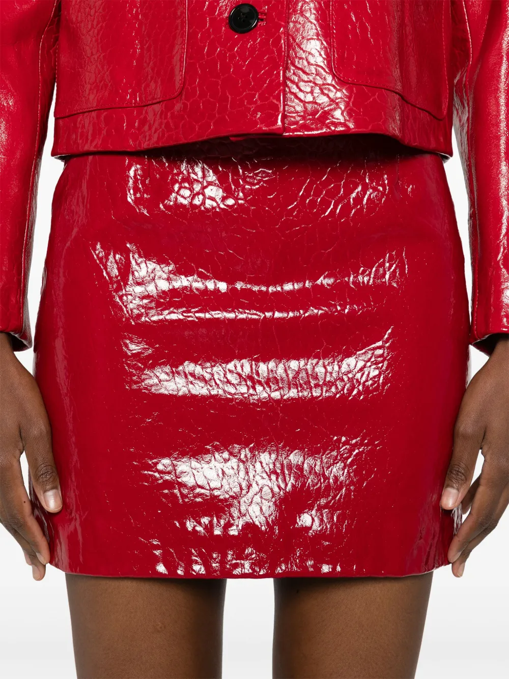 Cassell Leather Mini Skirt In Red