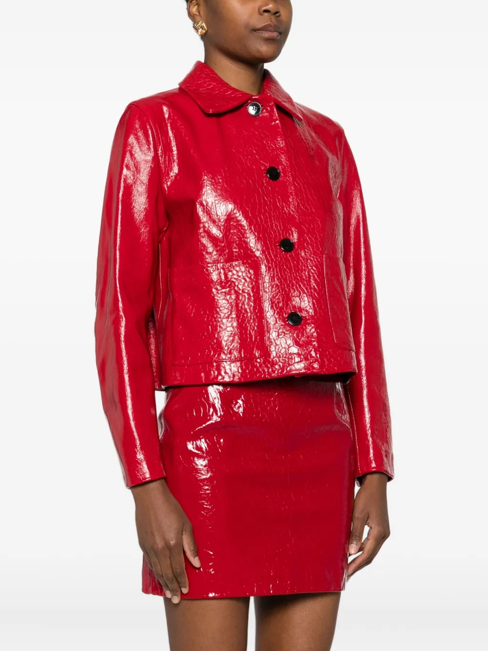 Cassell Embossed-effect Leather Jacket In Red