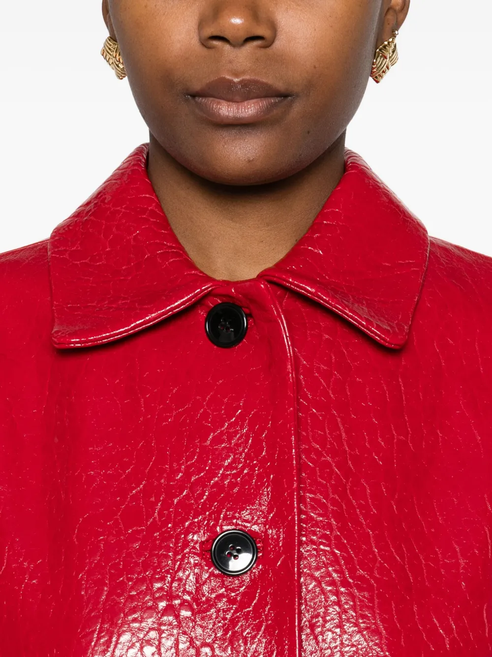Cassell Embossed-effect Leather Jacket In Red