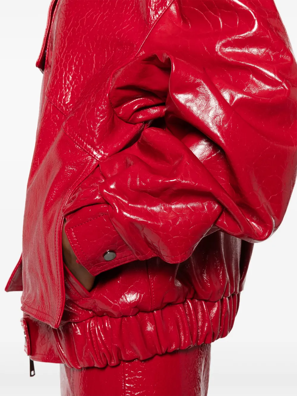 Cassell Embossed Leather Bomber Jacket In Red