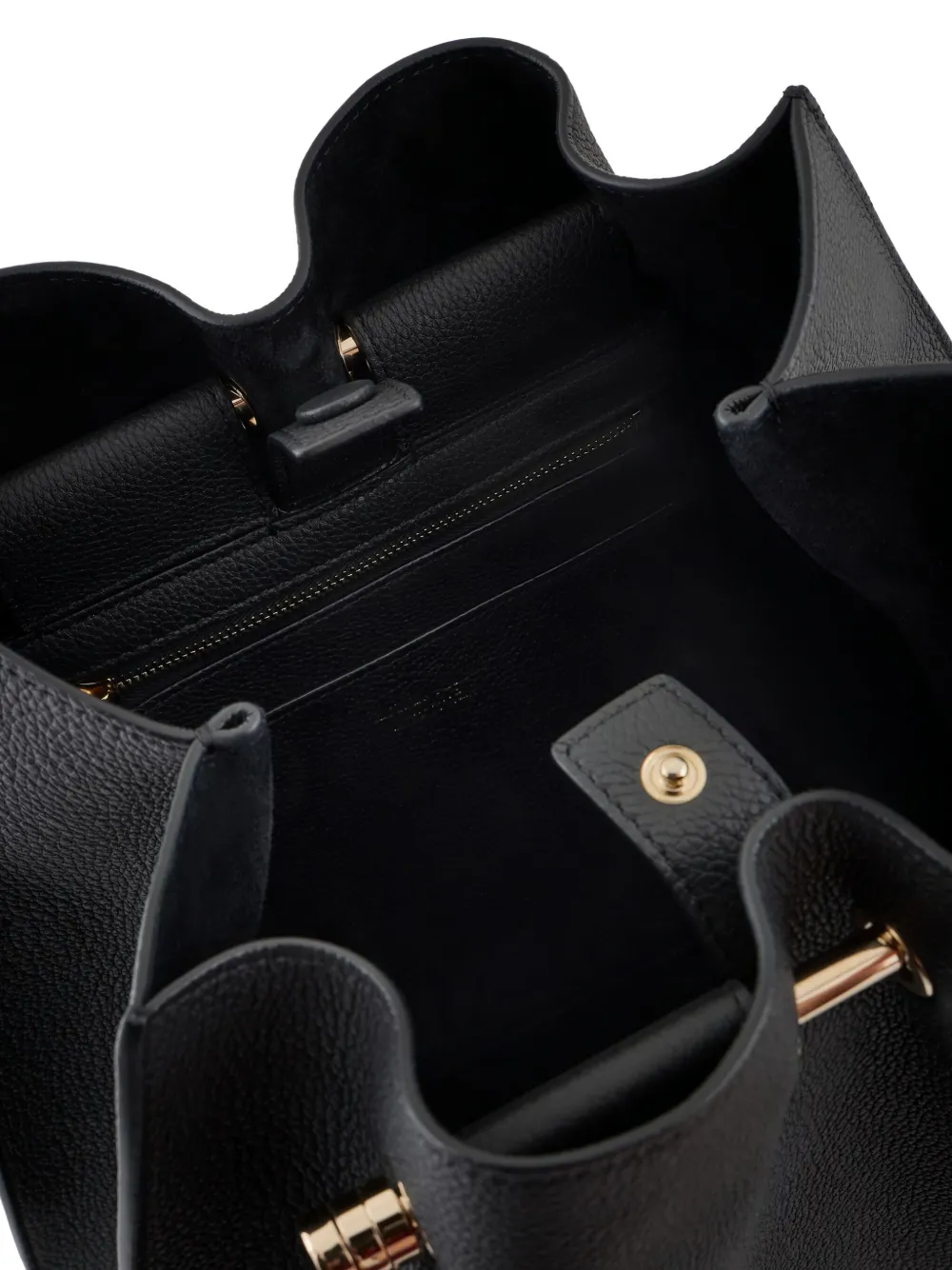 Giorgio Armani Medium Shopper Bag In Pebbled Leather In Black