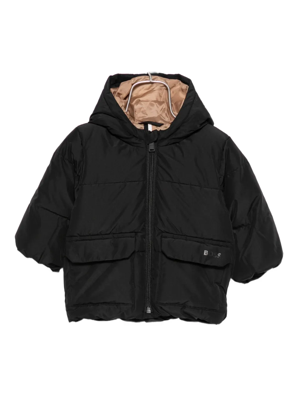 Hugo Boss Babies' Hooded Puffer Jacket In Black