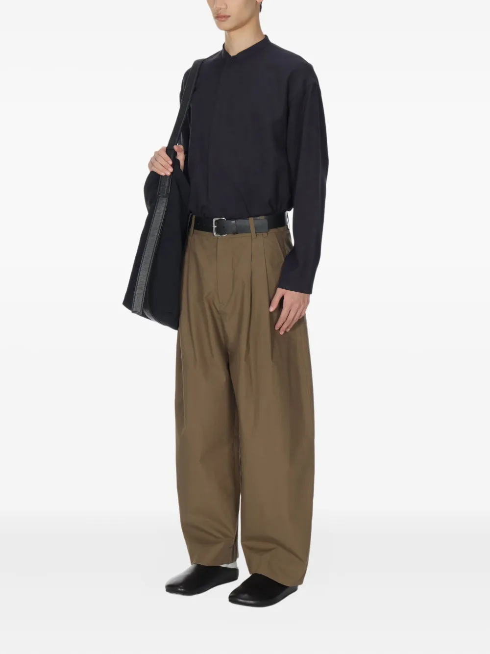 Studio Nicholson Karst overhemd met opstaande kraag Blauw