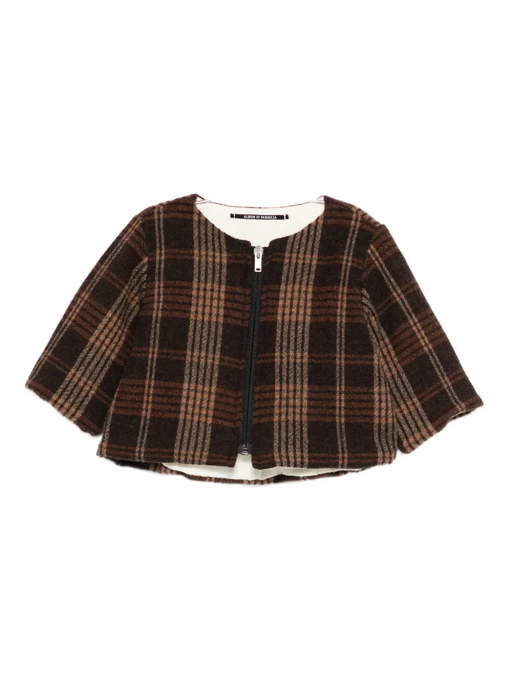 Album Di Famiglia Kids checked zip-up jacket - Marrone