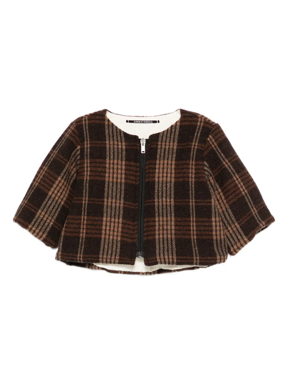 Album Di Famiglia Babies' Checked Zip-up Jacket In Brown