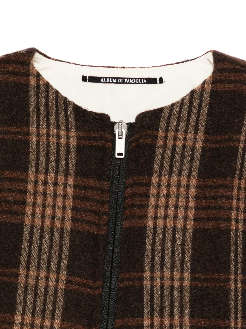 Album Di Famiglia Checked Zip-up Jacket In Brown