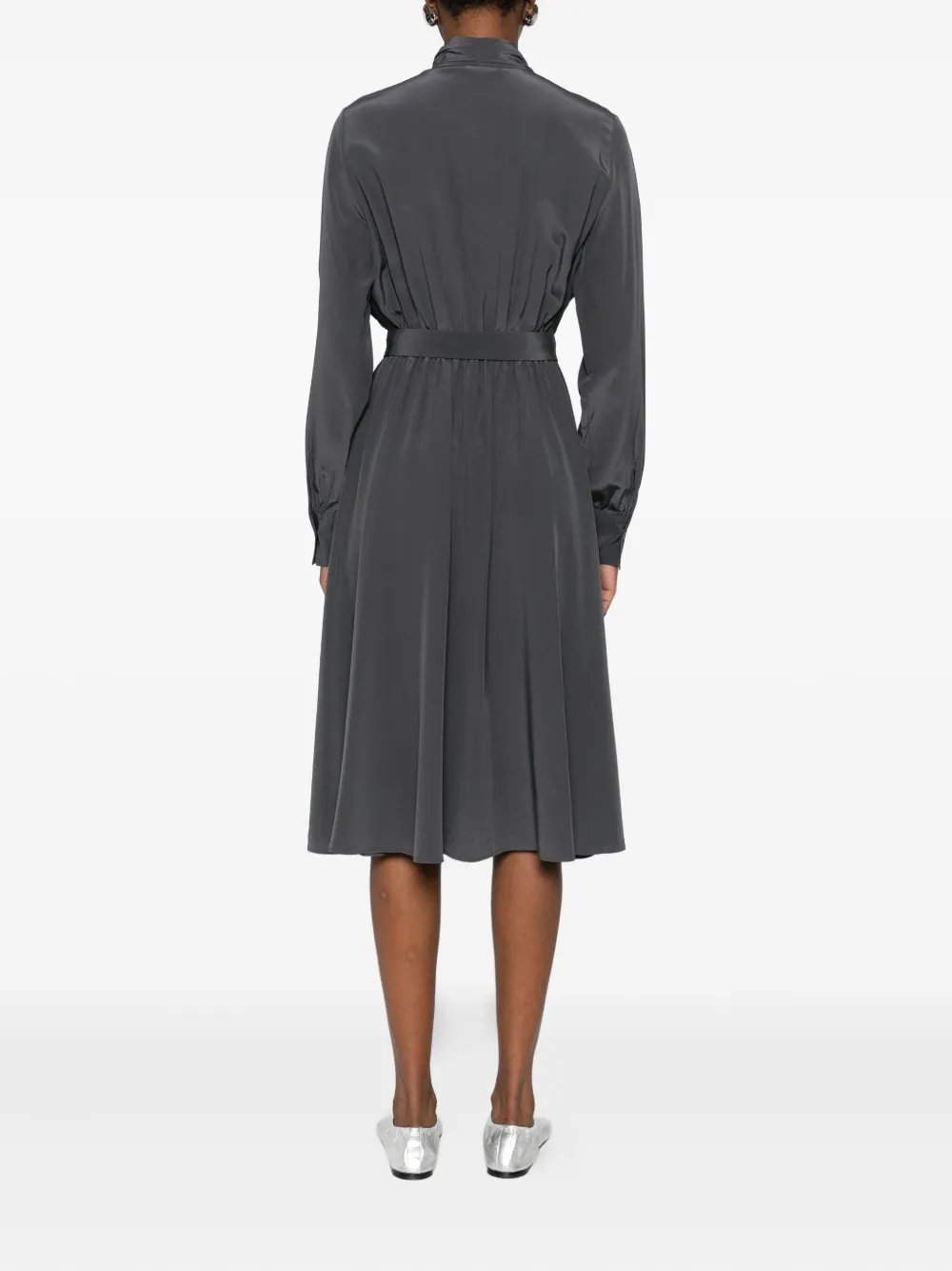 JOSEPH Zijden jurk met ceintuur Grijs
